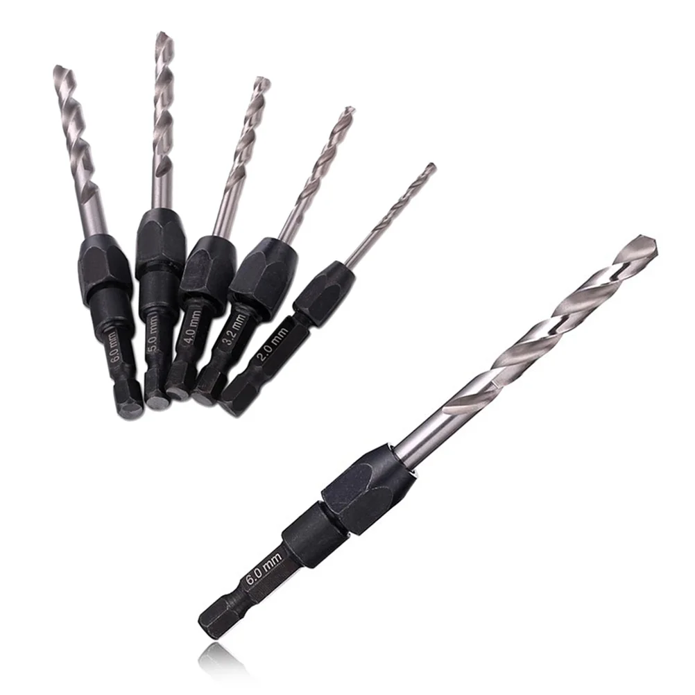 

5Pcs High-Speed Steel Hexagon Drill Bit Set Includes 2 3 4 5 6mm Sizes for Metal Alloy Plastic Construction Drilling
