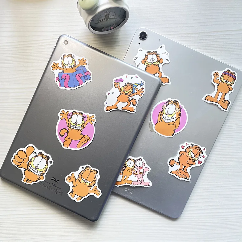 Autocollants réutilisables de dessins animés Disney Garfield pour enfants, autocollants de chat mignon, décalcomanie JEAnimal pour ordinateur portable et téléphone, jouet de scrapbooking, 50 feuilles