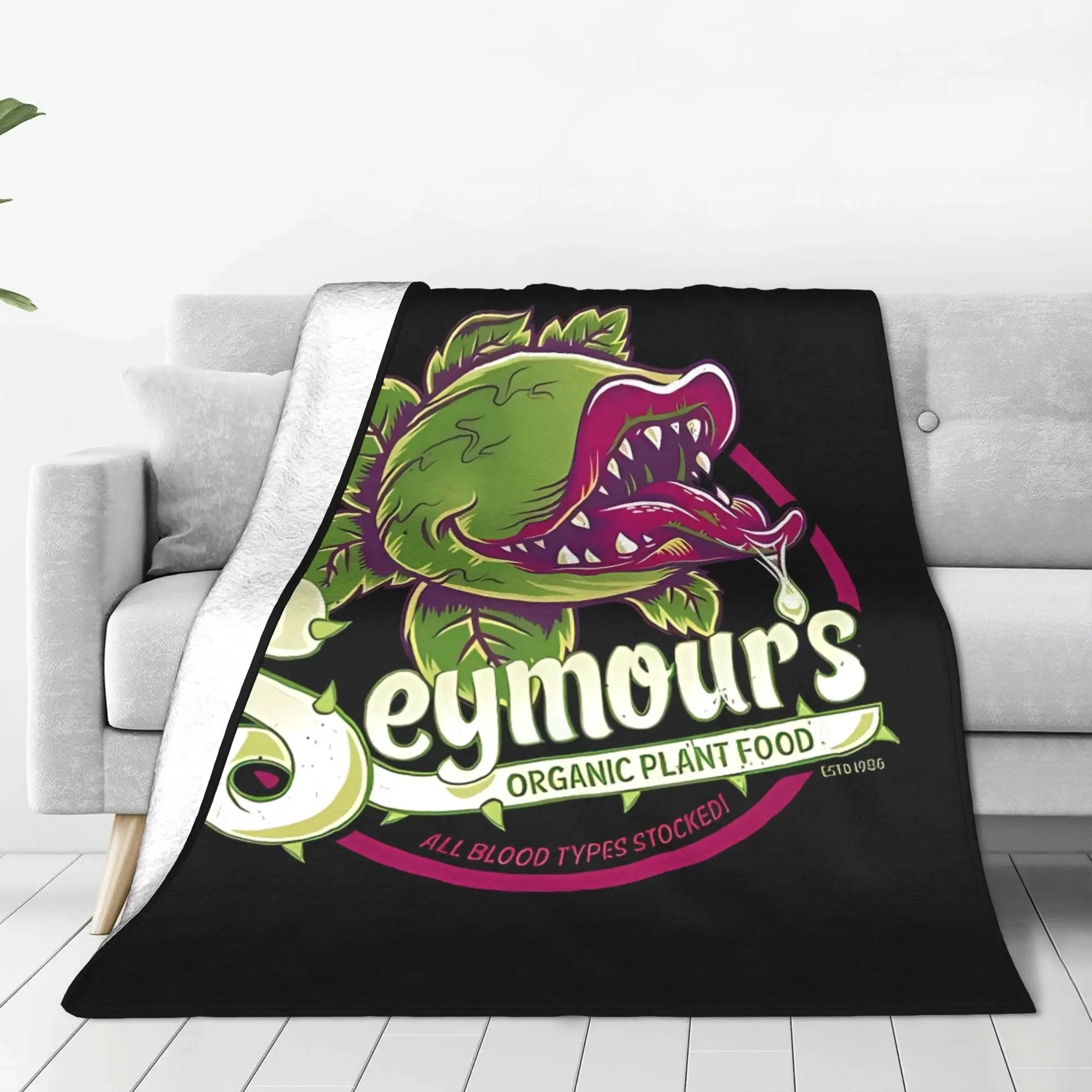 1PC Home Cute Room Decor Creepy Potted Flora  Blanket Throw Blanket Little Shop of Horrors Novelty Warm Blanket All Season