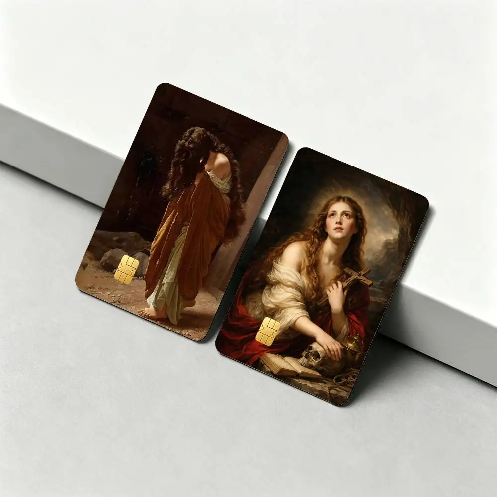 M-Mary Magdalene Art  1Set 4Pcs Card Skin Stickers, Waterproof Decorative Film for Credit Debit Bank Bus IC Cards
