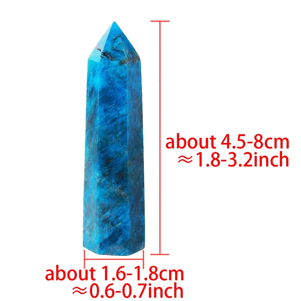 1PC Natural Apatite Column Stone Mineral Single Pointed Hexagonal Prism Obelisk Point Wand Stone Crafts Home Decoration 4-8cm