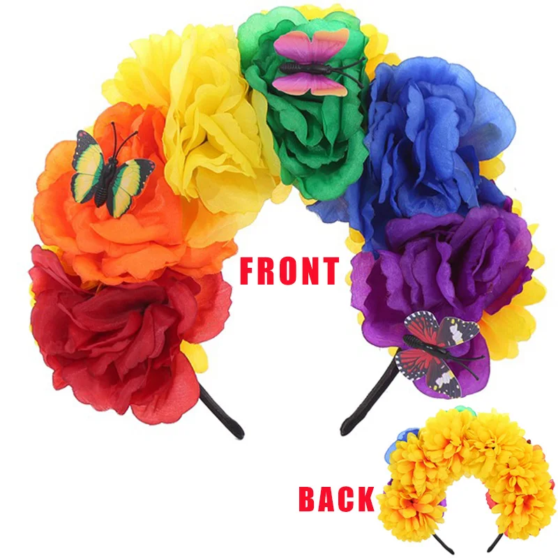 Mexikanische Blumenkrone, Stirnband, Partykostüm, Dia de Los Muertos, Tag der Toten, Kopfschmuck, Cosplay, 코스프레, Lolita – Detail 17
