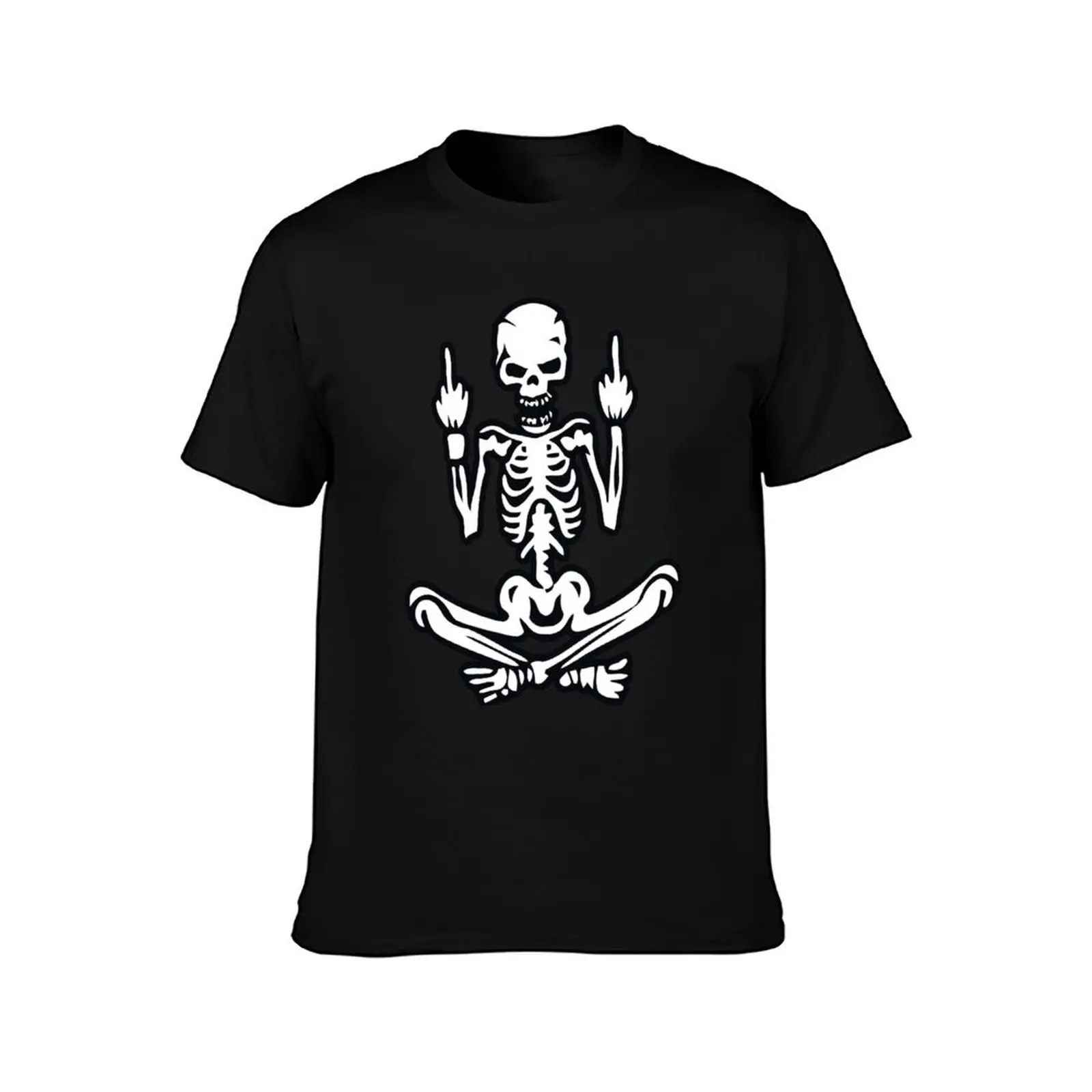 Awesome Middle Finger Skull T-Shirt Basic Lightweight Short Sleeve Tee