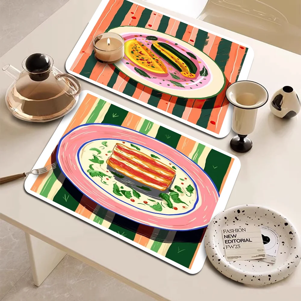 A Plate Of Food Top View Food Coffee Cup Ironing Mat Modern Art Texture Drying Mat Kitchen Counter Coffee Bar Drain Mat