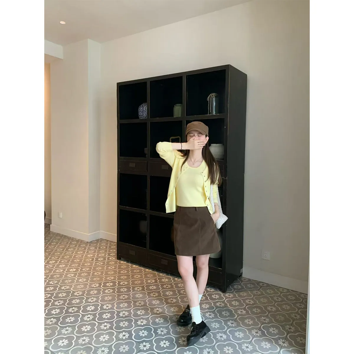 

Early Autumn Knitted Cardigan And Vest Two-Piece Set Women's Sweater Casual Loose Long Sve round Ne Button up Ladies Fas...