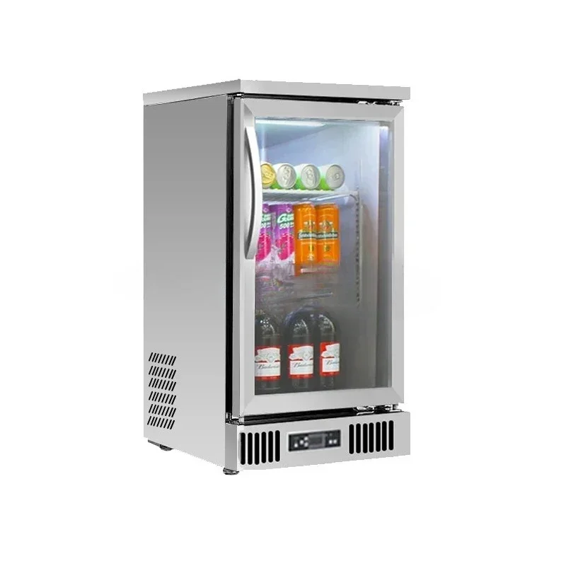 Single Glass Sliding Door Black Stainless Steel Back Rod Cooler Bar Beer Drink