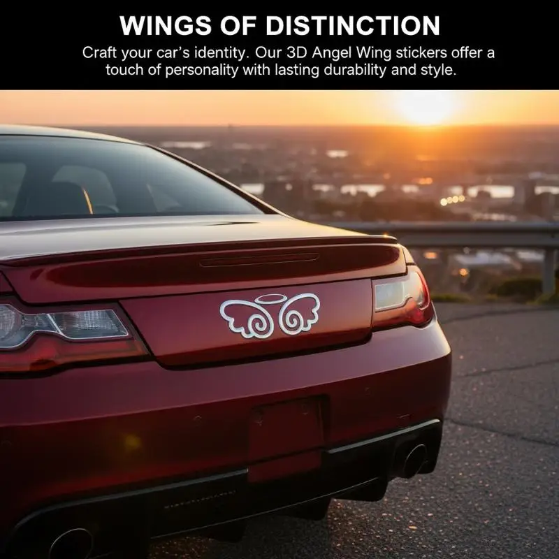 

【L】1/5 шт. Наклейки на заднюю часть автомобиля, внешние аксессуары для тюнинга, 3D-наклейки из ПВХ в виде крыльев ангела, персонализированные украшения для автомобиля