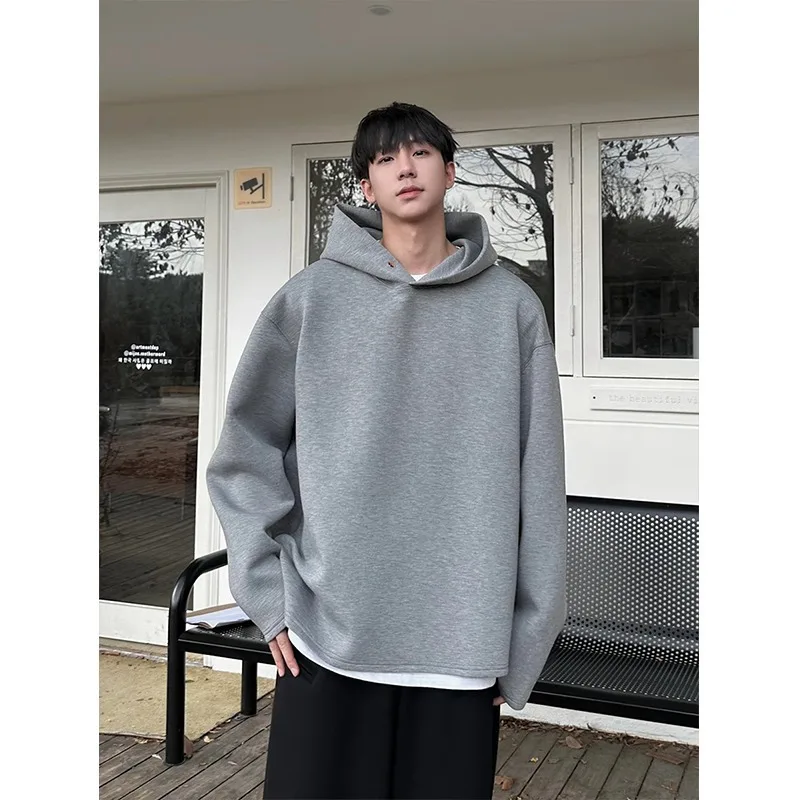 

Korean Style Solid Harajuku Hooded Sweatshirt Autumn Winter Fashion Men's Casual Loose Pullover Hoodie Streetwear Men Clothing