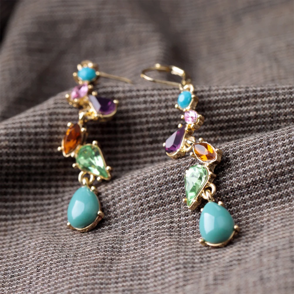 

1Pair Fashion Rhinestone Waterdrop Earrings Alloy Dangle Stud Studs Stylish Women Jewelry Gift Ideal for Birthday Celebration