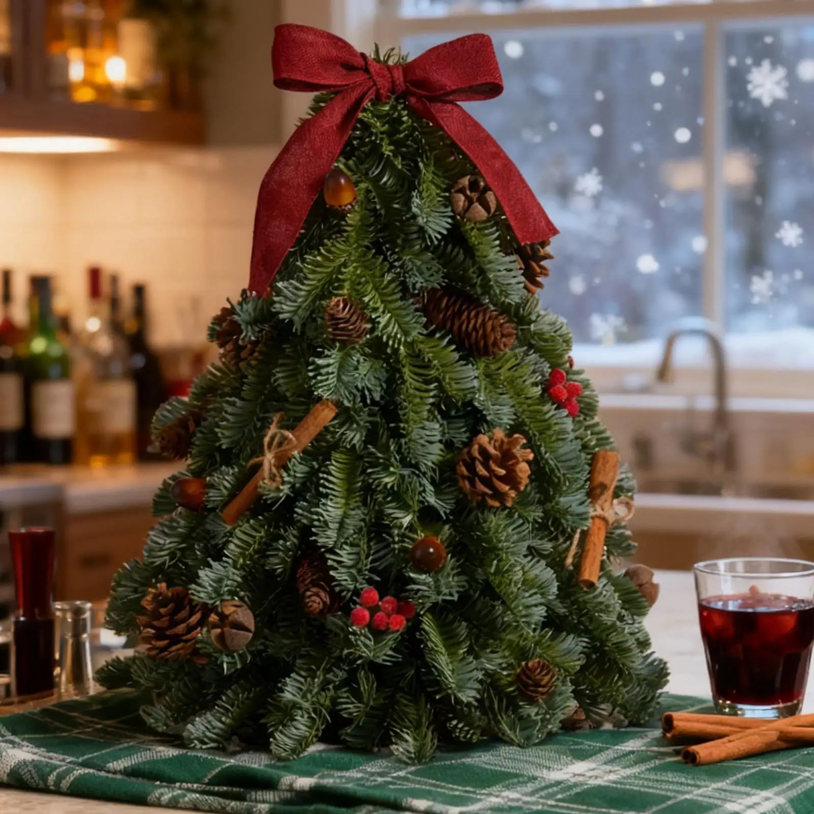 

Мини-настольная Рождественская елка Сосновая зелень Домашний декор Маленькие рождественские елки Декор обеденного стола для спальни в помещении и на открытом воздухе