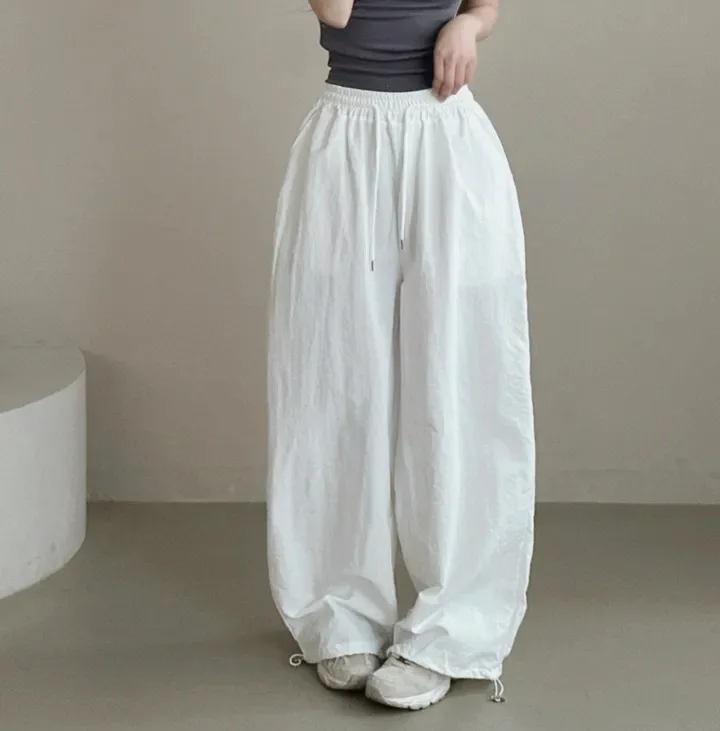 

Women Thin High Waist Trendy Summer Casual Trousers Wide Leg Pants Fashion Pants Simple Sports Drawstring Elastic Loose Pants