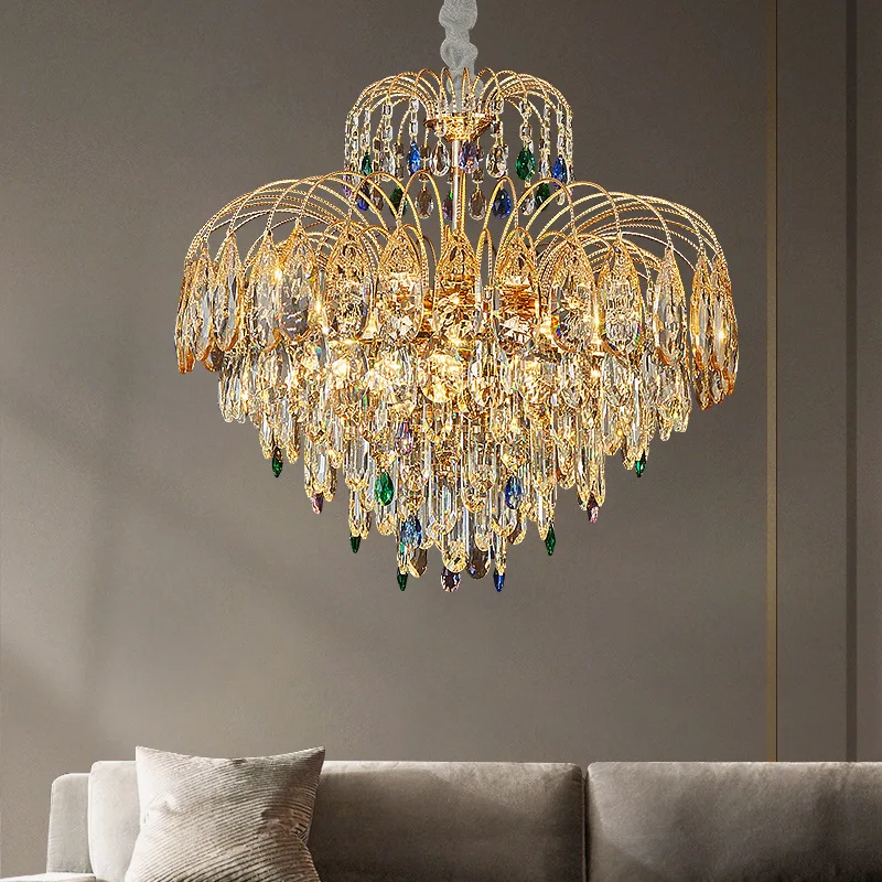 European-style light luxury living room, high-end sense eye protection, master bedroom room lamp, high-end style chandelier