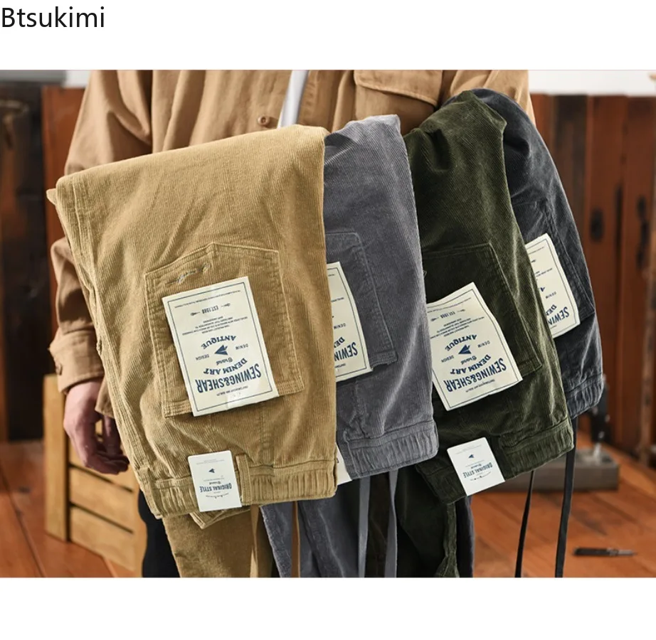 Pantaloni di velluto a coste vintage primavera autunno per uomo Pantaloni larghi casual con coulisse Pantaloni larghi a gamba larga Pantaloni maschili Hip Hop Streetwear