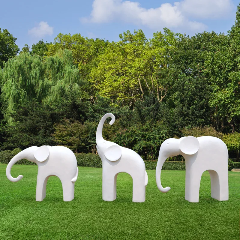 الحديثة مجردة الفيل FRP النحت مركز تسوق Meichen الديكور في الهواء الطلق حديقة المناظر الطبيعية المجتمع #4