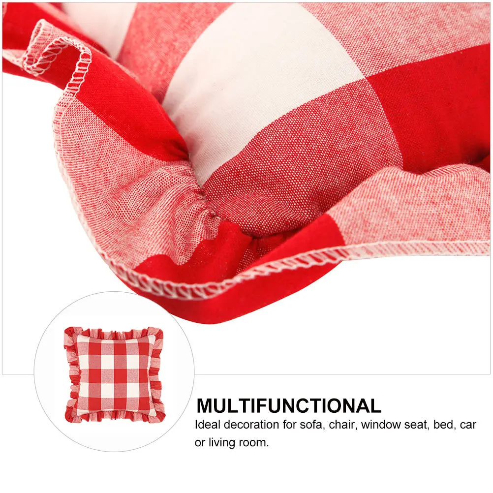 

Red Ruffle Decorative Cushion Cover Plaid Printed Pillowcase for Sofa Home Decor Cotton Linen Material High Quality Invisible