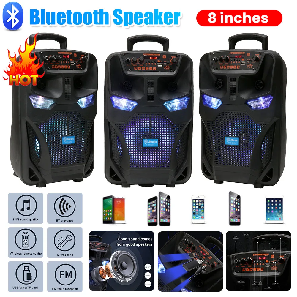 Bluetooth Speaker Wireless Portable Speaker Support FM Radio Subwoofer Stereo Loud Speaker Loud Boom Box for Outdoor