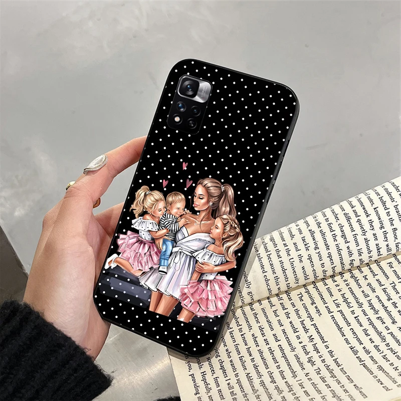 Mom Son Daughter Phone Case for Xiaomi Redmi Note 13 12 11 10 Pro 12S 11S 10S Redmi 10 13C 9C 10C Funda