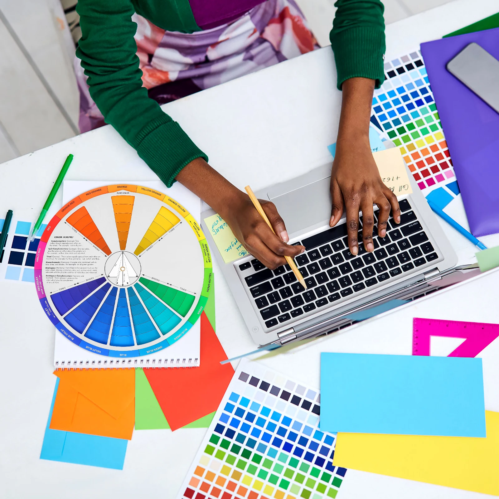 Kleurleerwiel voor kunstenaars 1pc Tattoo Kleurmengids Leermiddel Kunsttekening Referentiekaartbord