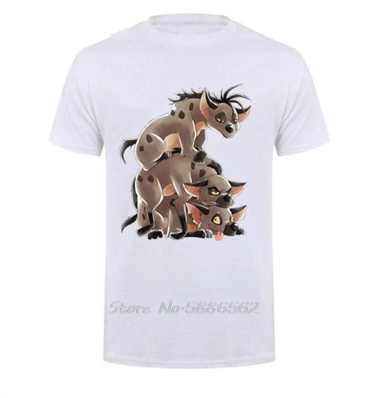 Fashion Print Hyena Stack T Shirt Men Mufasa T-shirt Male Lion King Simba Tshirt Harajuku Cotton Tops Hipster Tee Shirt