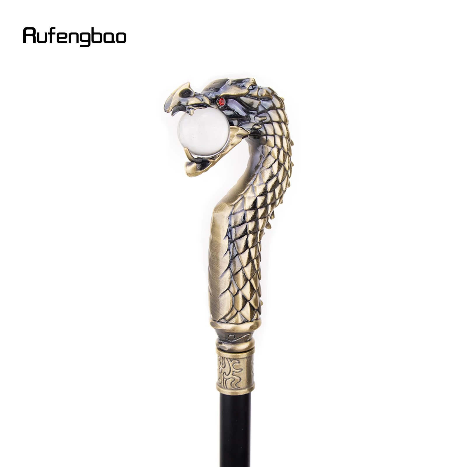 Golden Dragon Head Bite Ball Single Joint Fashion Walking Stick Vampire Cospaly Party Walking Cane Halloween Crosier 93cm