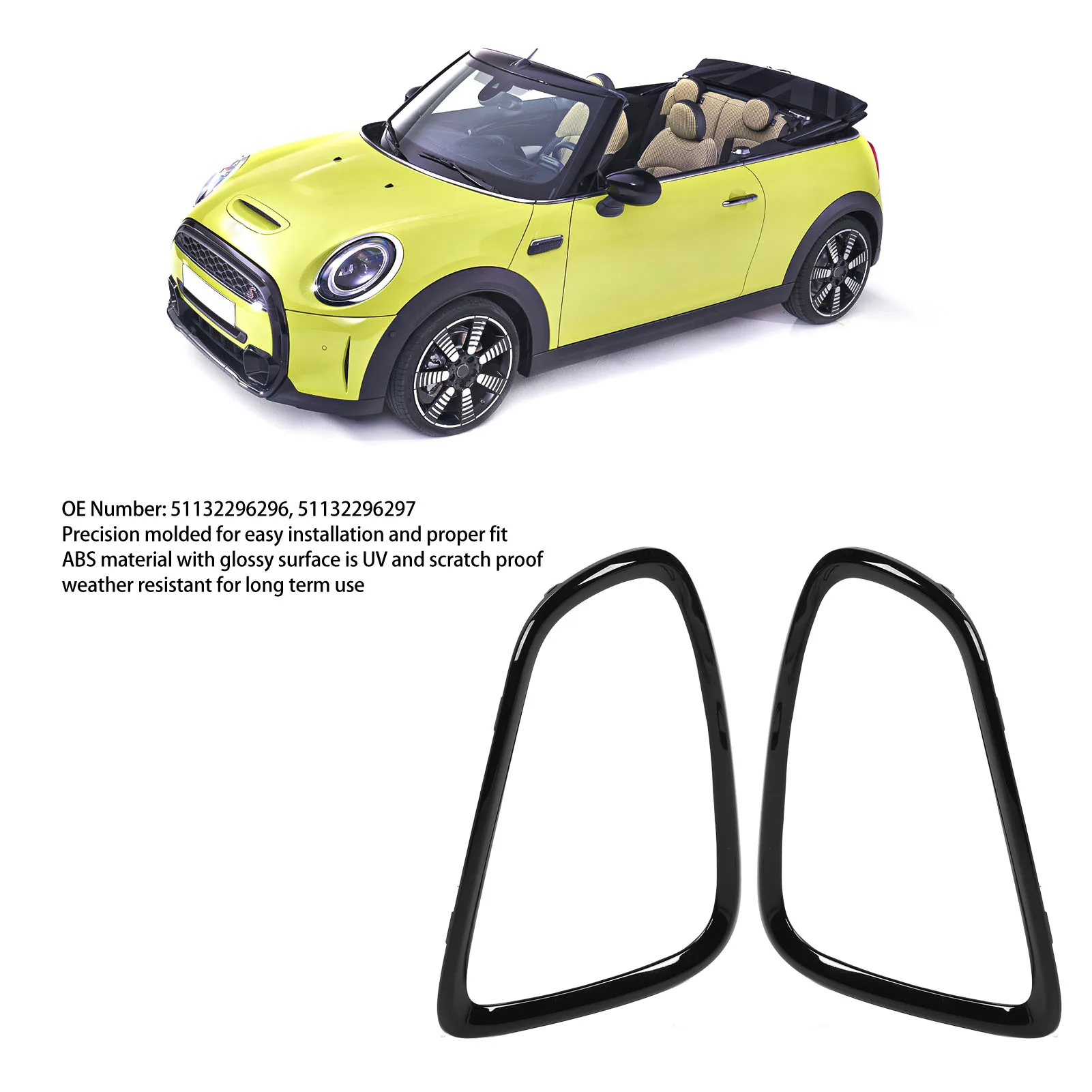 1 Pair of For Mini Cooper R56 R57 R58 R59 Black ABS Rear Back Light Lamp Cover Trim Tail Light Sticker Frame Exterior Accessorie