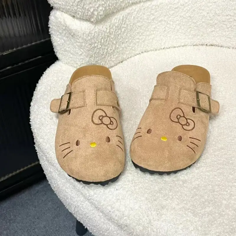 

Милые аниме-тапочки Sanrioed Hello Kittys, женские тапочки на толстой подошве на плоской подошве, уличные нескользящие тапочки с героями мультфильмов для девочек, подарок для девочек
