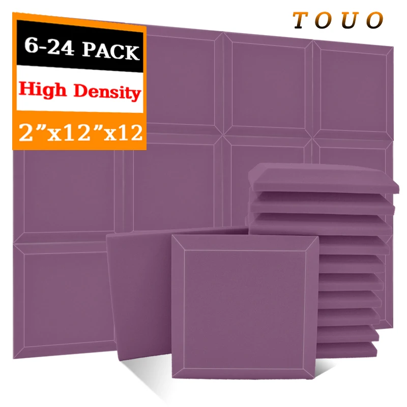 TOUO 6/12/24 Pcs Studio Sound Absorbing Panel High Density Acoustic Foam Large Square Hypotenuse Sound Foam Acoustic Treatment