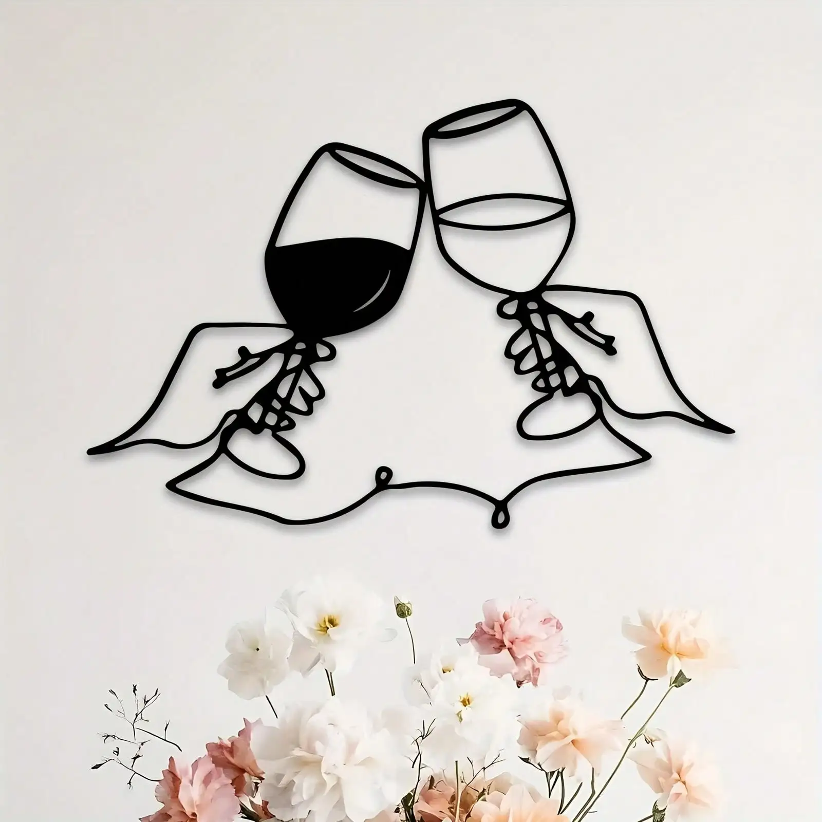 Brand Vintage Wine Grape Glass Metal Wall Art, Handmade Iron Hanging Sculpture for Home Restaurant Indoor Decor