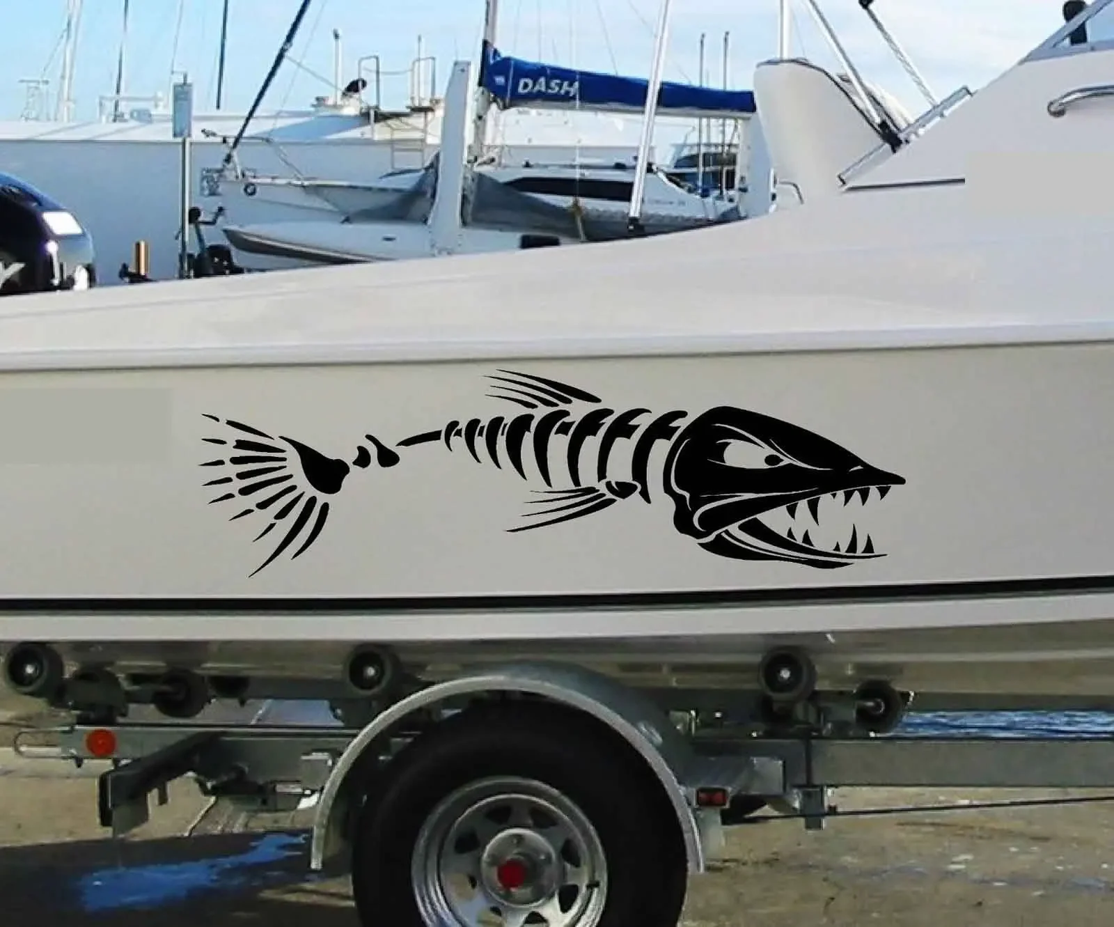 Large Fish Bone Stickers for Boat Body Decal Cruise Sticker Mural Vinyl Covers Ship Sticker Styling Boat Decals Decor