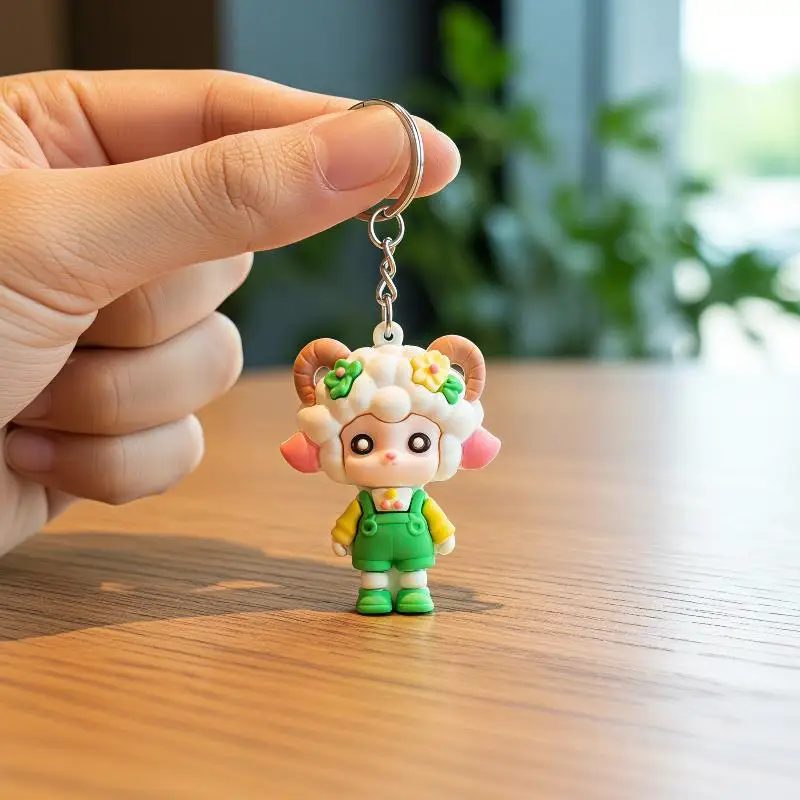 Adorable Cartoon Sheep Hanging Ornament PVC Craft Backpack Decor Accessory Sturdy Metal Buckle Novelty Kids Party Present