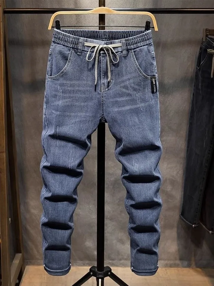 2025 Spring and Autumn New Fashion Trend Elastic Straight Leg Jeans Men\'s Casual Loose Comfortable High Quality Denim Pants 36