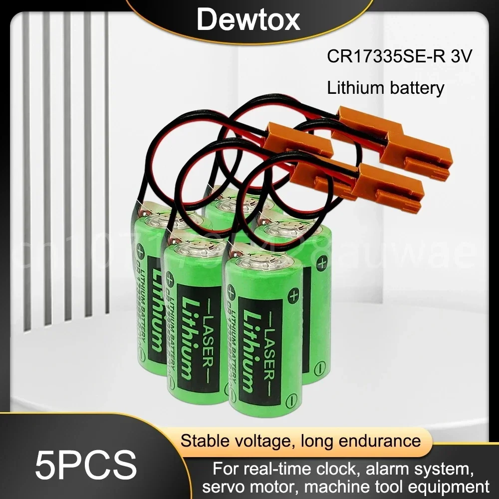 5PCS New CR17335SE-R(3V) CR17335SE-R CR17335 CR2/3A 3V PLC Lithium Battery with Plugs / Connectors