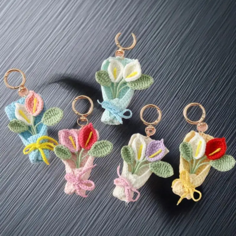 حلقات مفاتيح زنبق الكالا الحرفية المصنوعة يدويًا؛ المعلقات مفتاح السيارة بكميات كبيرة بالجملة.