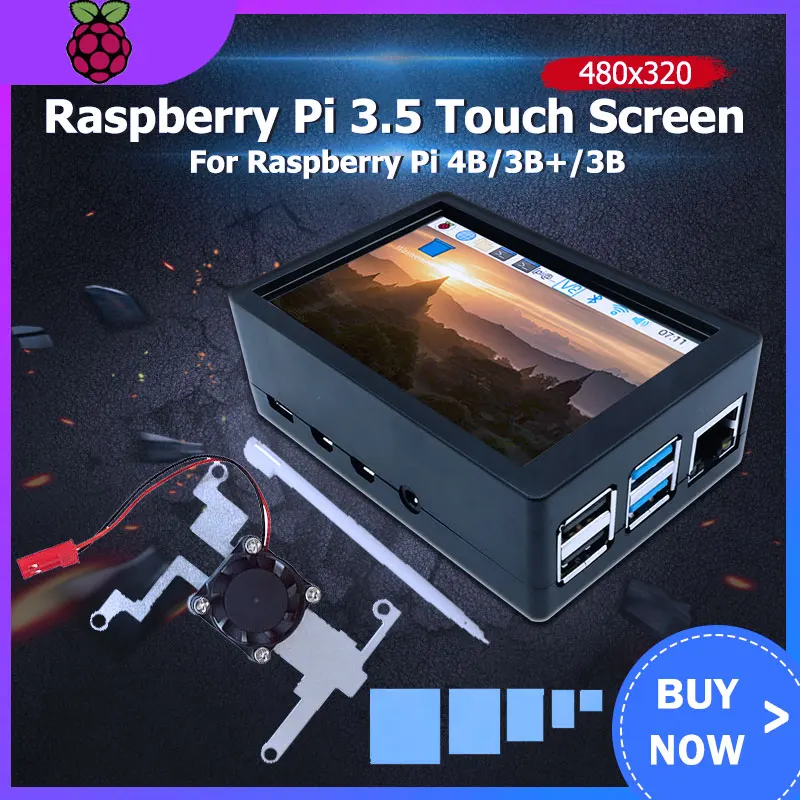 Raspberry Pi 3.5 Touch Screen 480*320 LCD TFT Display Optional ABS Case Cooling Fan for Raspberry Pi 4 Model B or 3B+ 3B