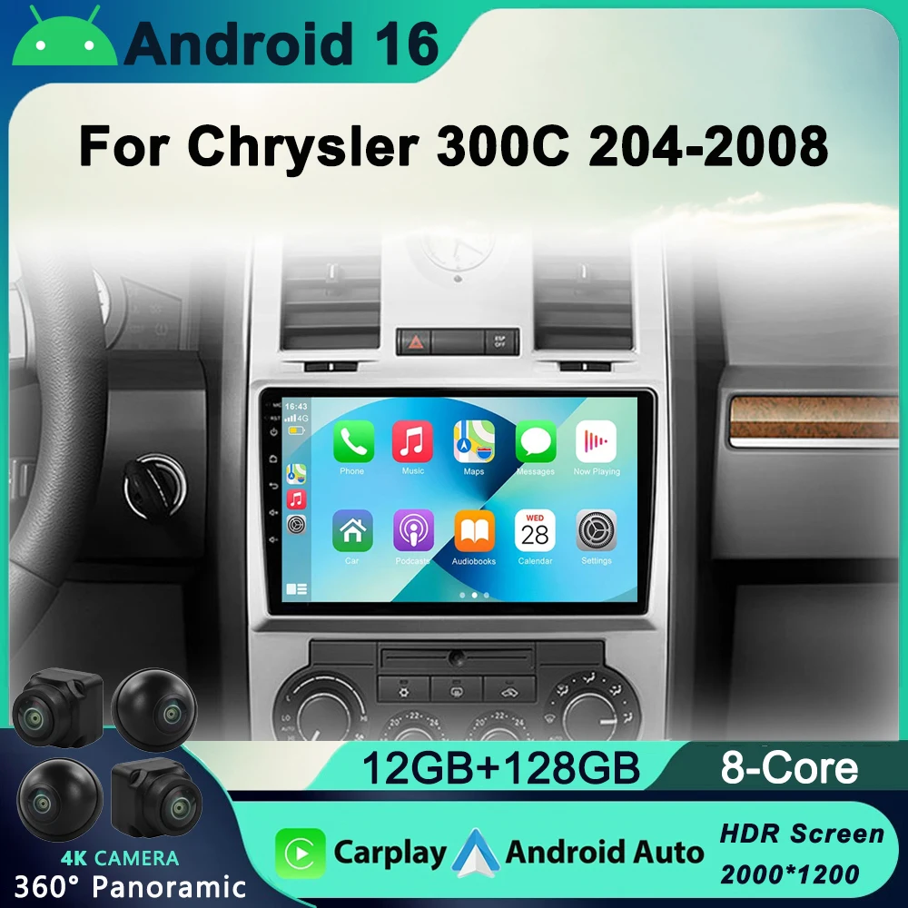 

Android 16 2din Car Radio Navigation gps video Multimedia player For Chrysler 300C 2005 2006 2007 2DIN with rear camera NO DVD