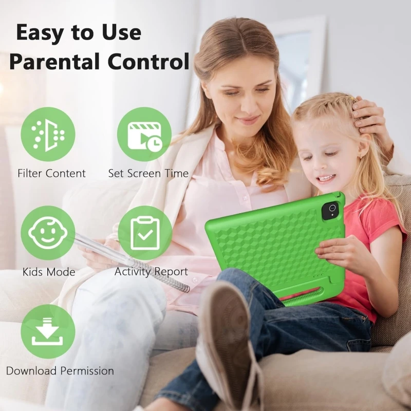 Custodia in silicone regalo Tablet Android 12 da 10.1" per bambini Allwinner A133 Octa-Core 2 GB RAM 32 GB ROM 6000 mAh Tipo-C