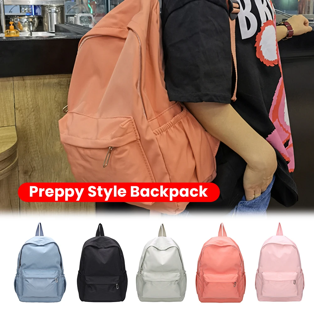 

Модные женские нейлоновые рюкзаки для студентов, школьные повседневные однотонные большие сумки