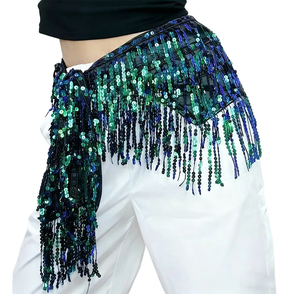 

Fashion Tassel Belly Dance Hip Scarf Sequins Bohemian Waist Chain Belly Dance Belt Show Costumes