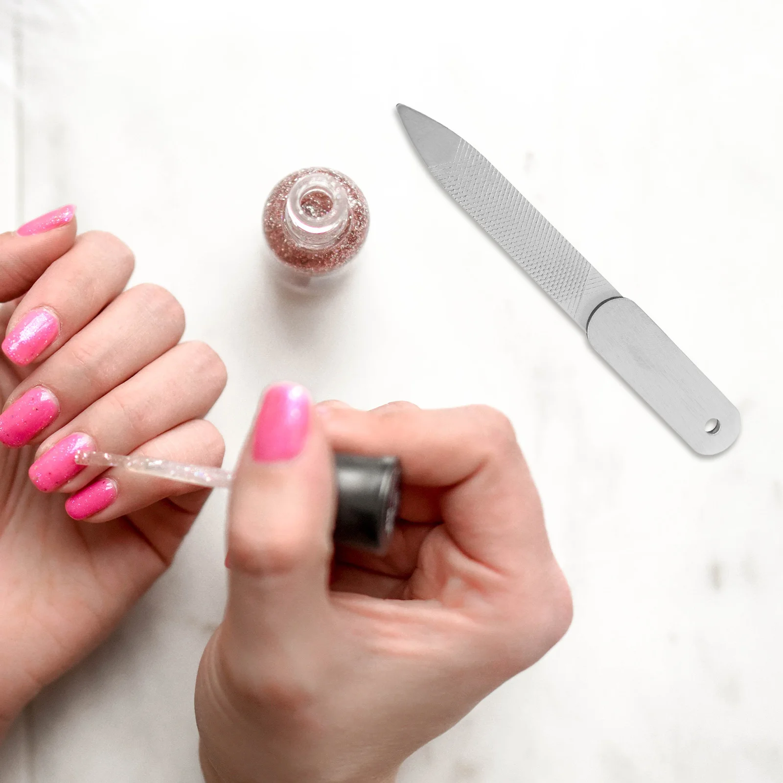 Lime à ongles Double face en acier inoxydable, outil de manucure et de pédicure, tampon de coupe d'ongles portables de voyage, 5 pièces