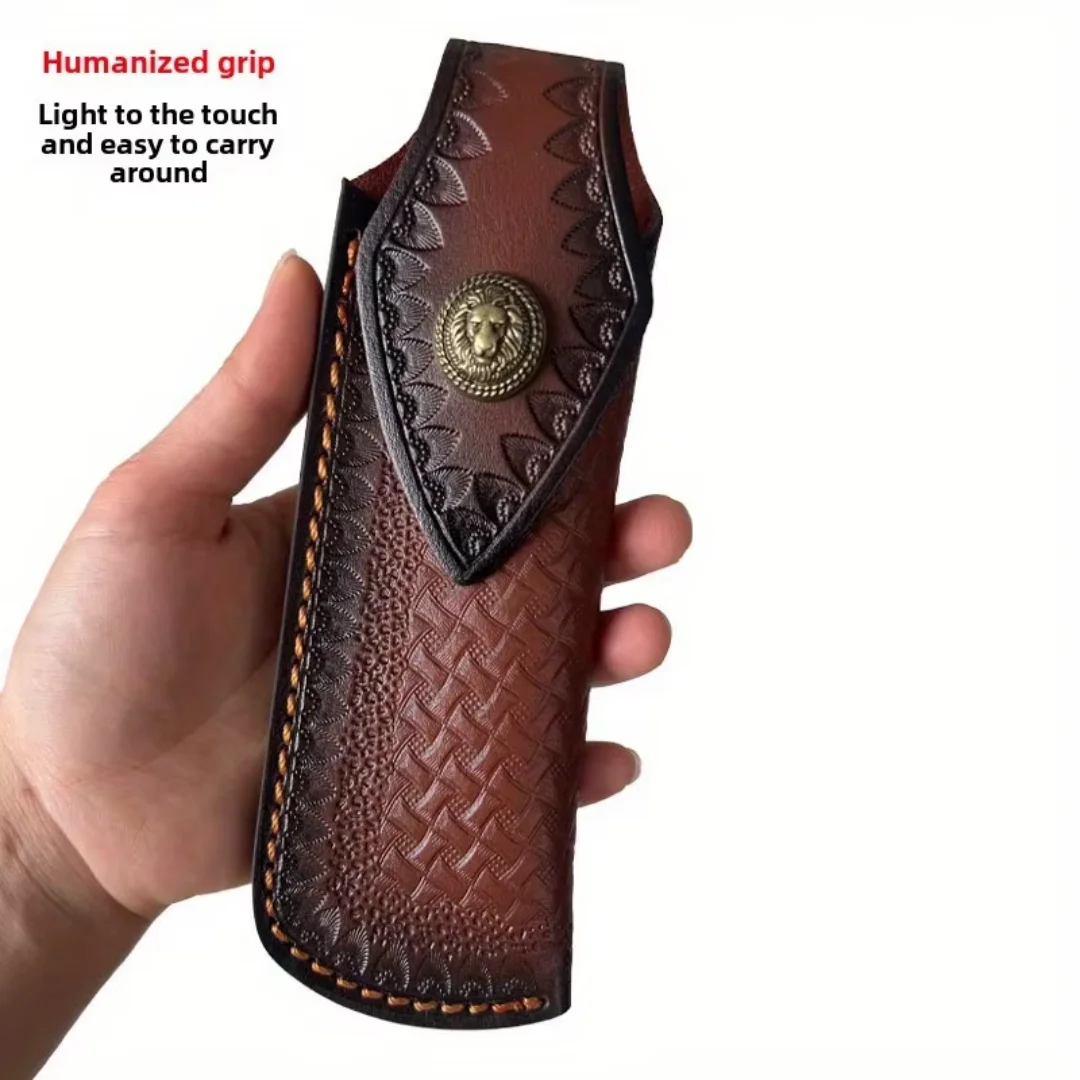 Two-layer Cowhide Real Leather Cover Folding Knife Sheath Outdoor Knife Sheath Multifunctional Knife Sheath
