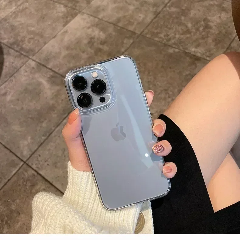 Casing ponsel akrilik lembut transparan, penutup pelindung tahan guncangan Mini untuk iPhone 15 14 13 12 11 Pro Max XS X XR 7 8 Plus