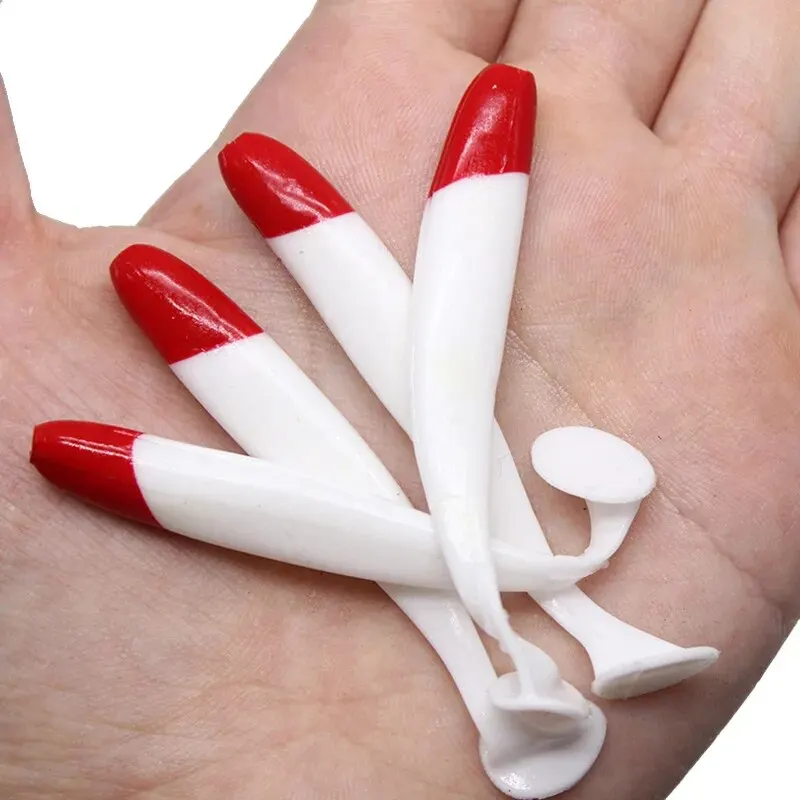 7cm 9cm 12cm 10 unids/bolsa cola en T cebo suave cabeza roja cebo biónico blanco suministros de pesca - imagen 5