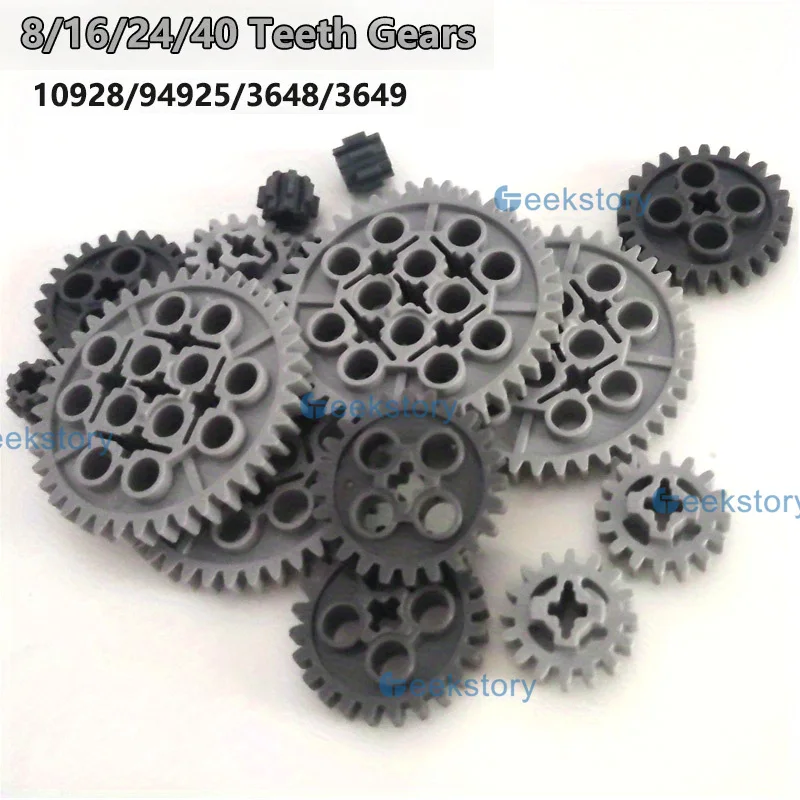 

40/24/8/16 Teeth Gears Technology Building Blocks Parts 3648 3649 94925 Differential Gears Assembled MOC Bricks Toys Accessory