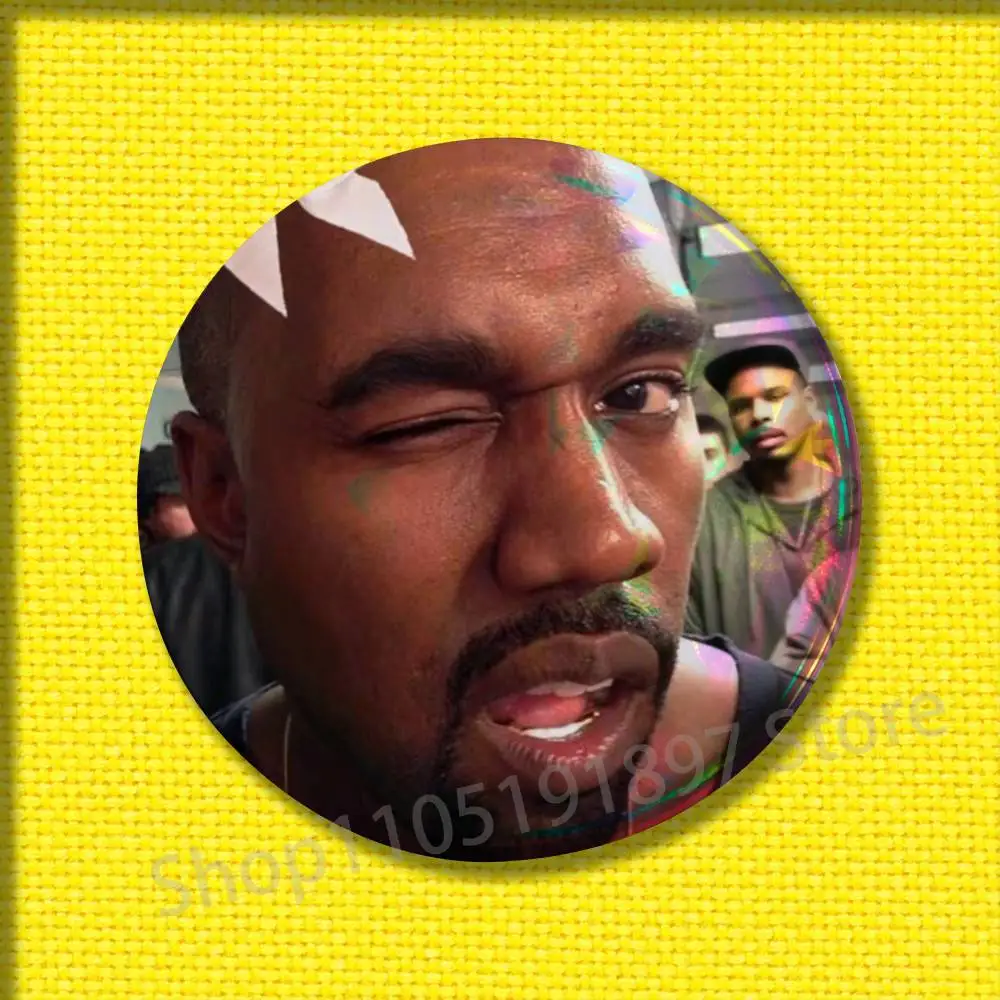 K-Kanye West Yeezus Ye Jesus هو الملك شارات 75 مللي متر 25 مللي متر 44 مللي متر 32 مللي متر 58 مللي متر دبوس مستدير بروش تذكارية الملابس تأثيري هدية اكسسوارات #6