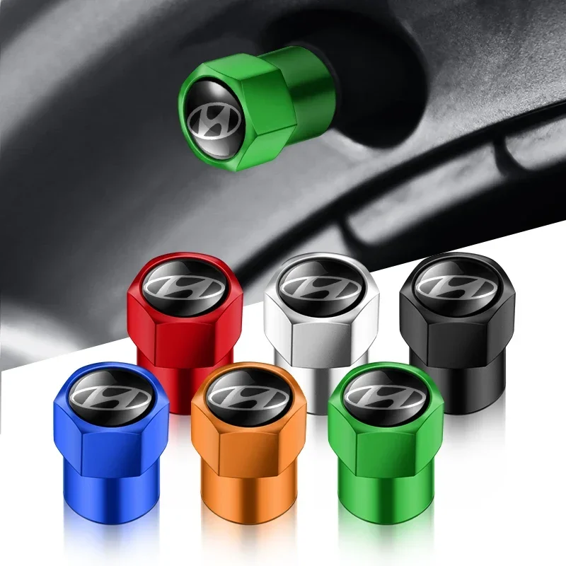 4 قطعة جديد سبائك الألومنيوم سيارة الإطارات صمام قبعات عجلة حافة صمام قبعات لشركة هيونداي سولاريس 2 إلنترا I20 I30 I35 I40 IX35 توكسون كونا #1