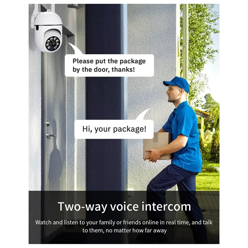 Cámaras de seguridad para exteriores, cámaras WiFi de 2,4 GHz para seguridad en el hogar, cámaras de vigilancia domo 1080P 360 °   Ver, AudioABGI bidireccional