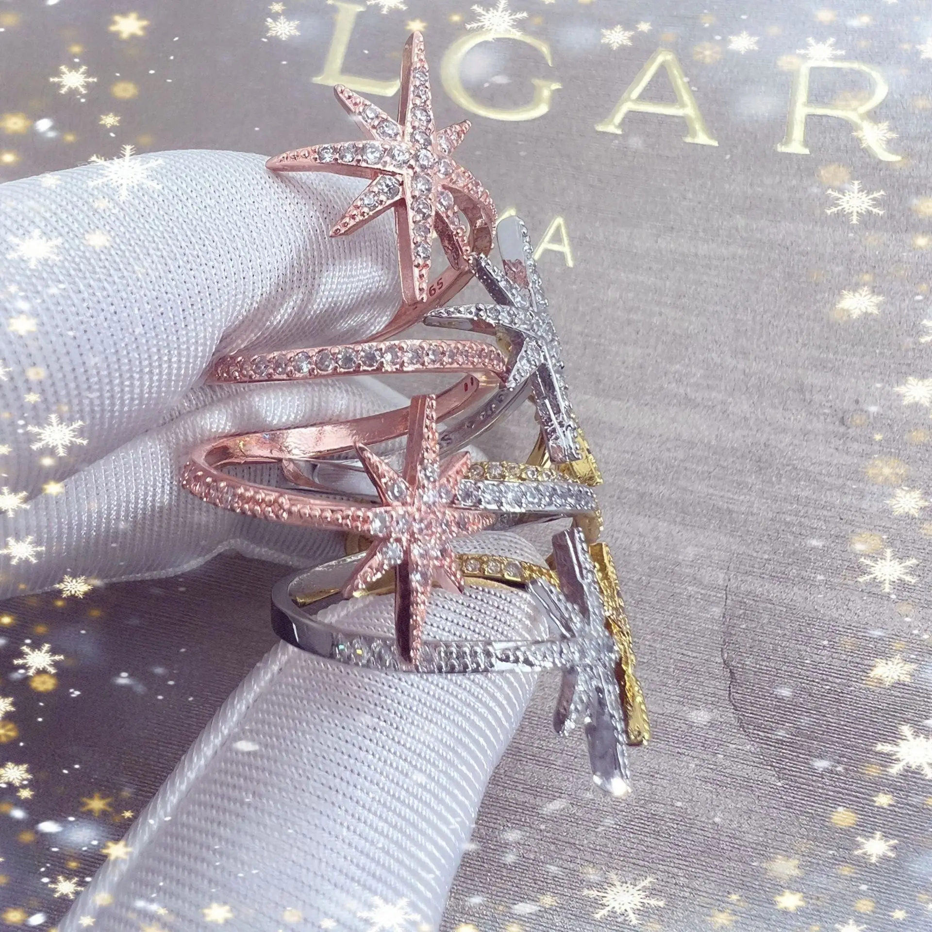 Temperament decompression eight star open ring niche design sense fashion personality index finger ring