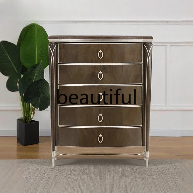 

X Light luxury solid wood chest, simple bedroom, storage drawer cabinet, modern chest of drawers