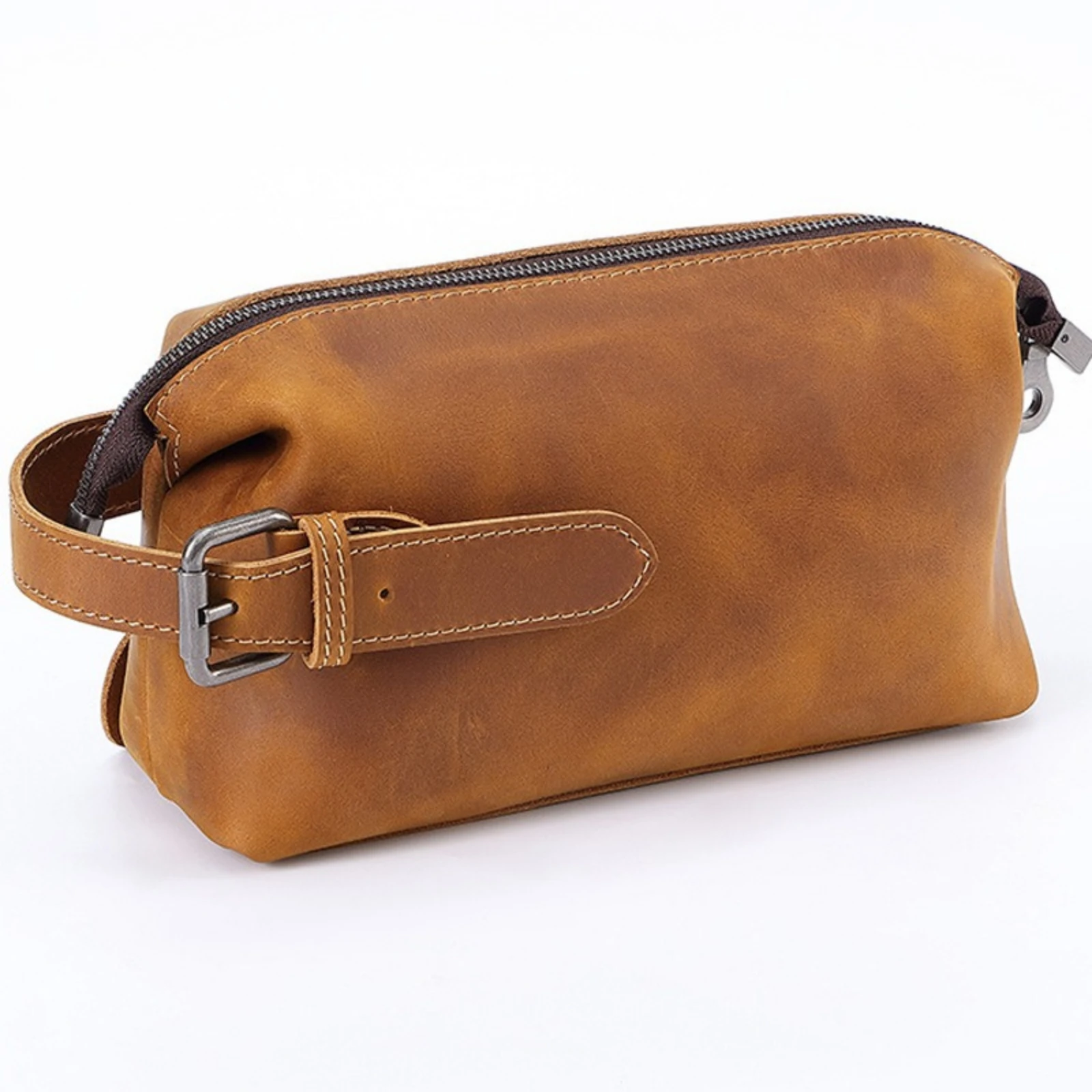 

Genuine Leather Travel Toiletry Bag for Women Men Multifunctional Hanging Bag Dopp Kit Organizer Pouch Leather Cosmetic Bag