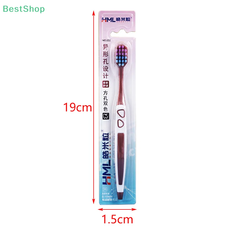 ♥ Escova de dentes adulta macia com furo quadrado de cabeça larga 4 unidades alça ergonômica, escolha ideal para viagens e hotéis